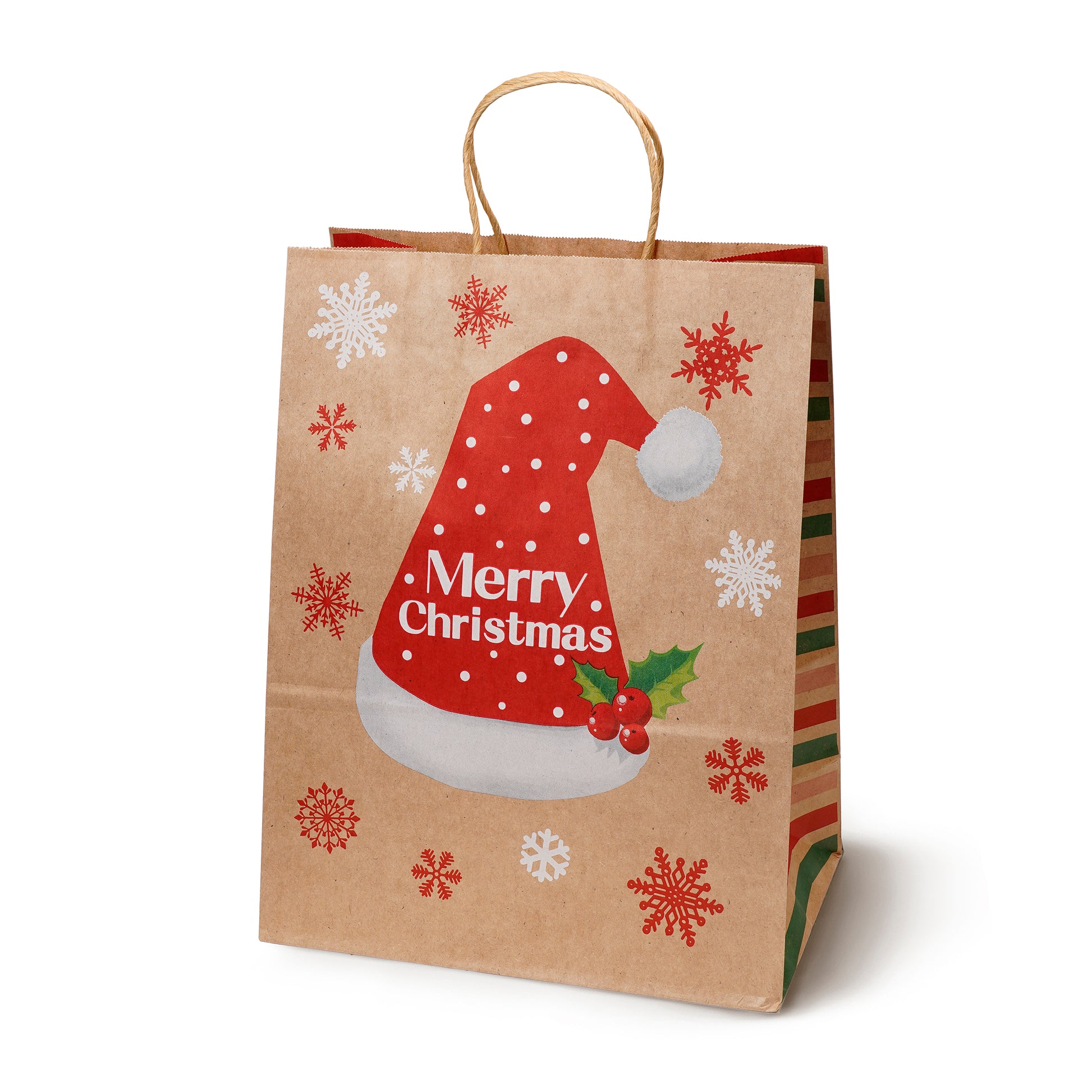 Torba Papierowa z uchwytem skręcanym 330x120x260 brązowa wzór Świąteczny 4szt.