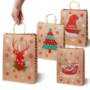 Torba Papierowa z uchwytem skręcanym 330x120x260 brązowa wzór Świąteczny 4szt.