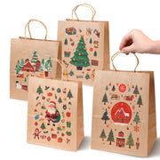 Torba Papierowa z uchwytem skręcanym 270x110x210mm brązowa wzór Świąteczny 4szt.