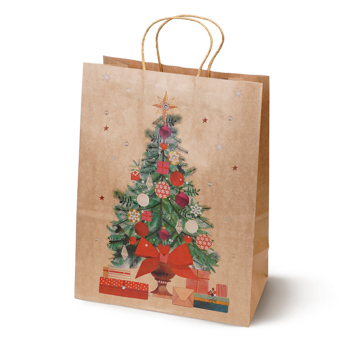 Torba papierowa świąteczna 150x80x210mm Skarpeta Choinka Dzwonek Prezenty 4szt.