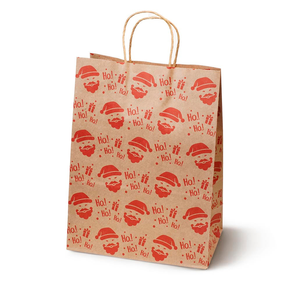 Torba Papierowa z uchwytem skręcanym 330x120x260mm brązowa wzór Świąteczny 4szt.