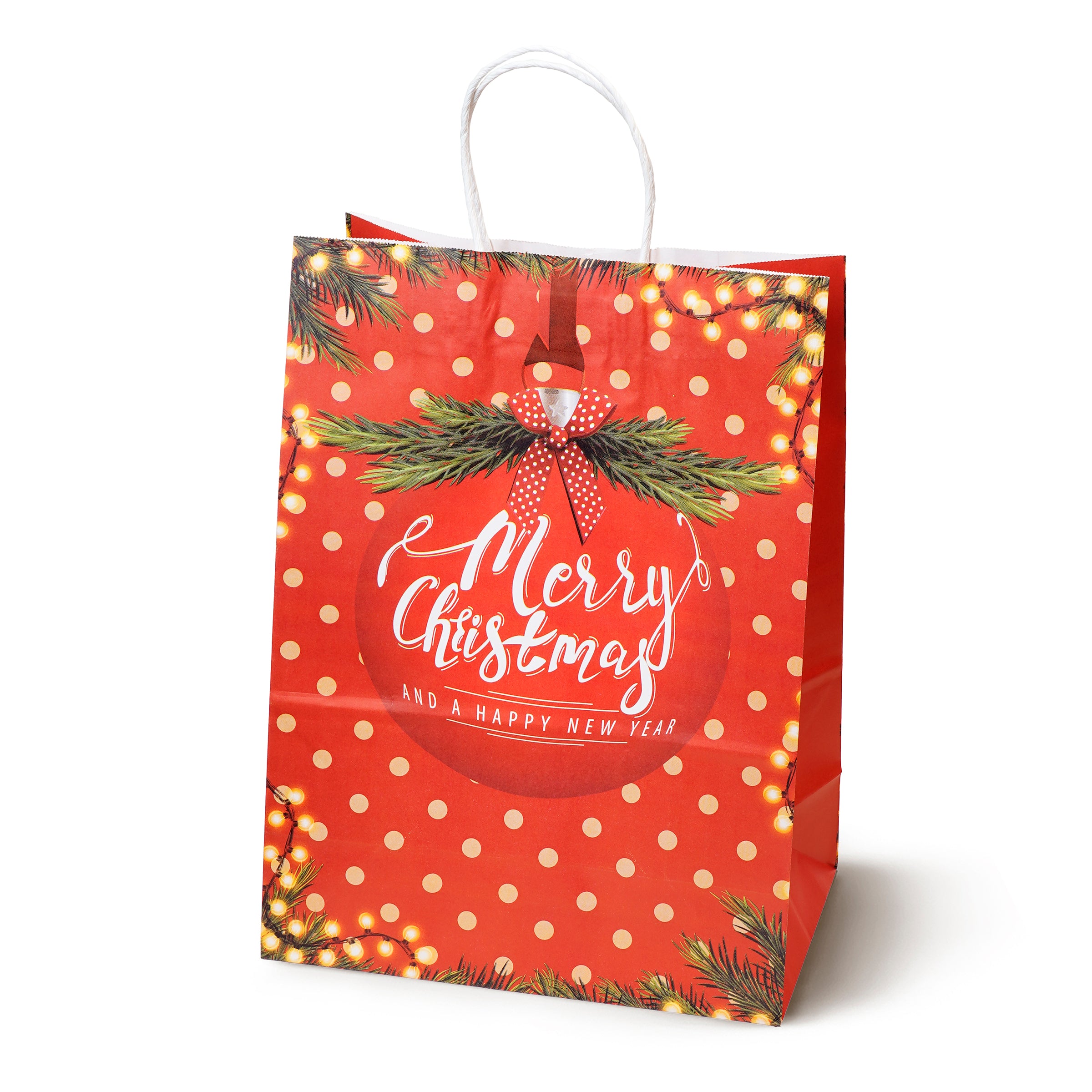 Torba Papierowa z uchwytem skręcanym 330x120x260mm czerwony Mikołaj 4szt.