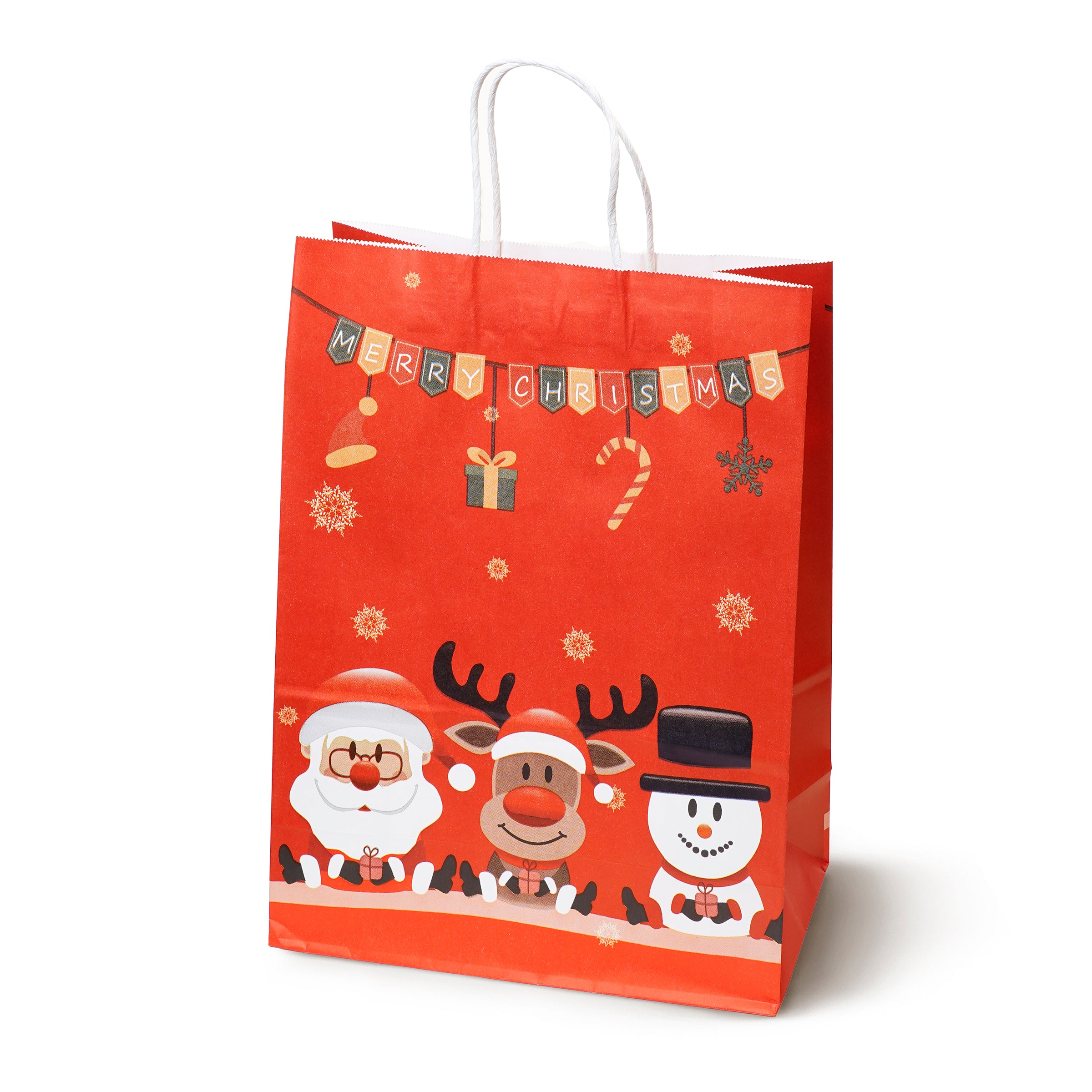 Torba Papierowa z uchwytem skręcanym 330x120x260mm czerwony Mikołaj 4szt.