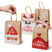 Torba Papierowa z uchwytem skręcanym 210x80x150mm brązowa wzór Świąteczny 4szt.