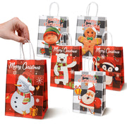 Torba Papierowa z uchwytem skręcanym 330x120x260mm czerwona krata wzór Świąteczny 4szt.