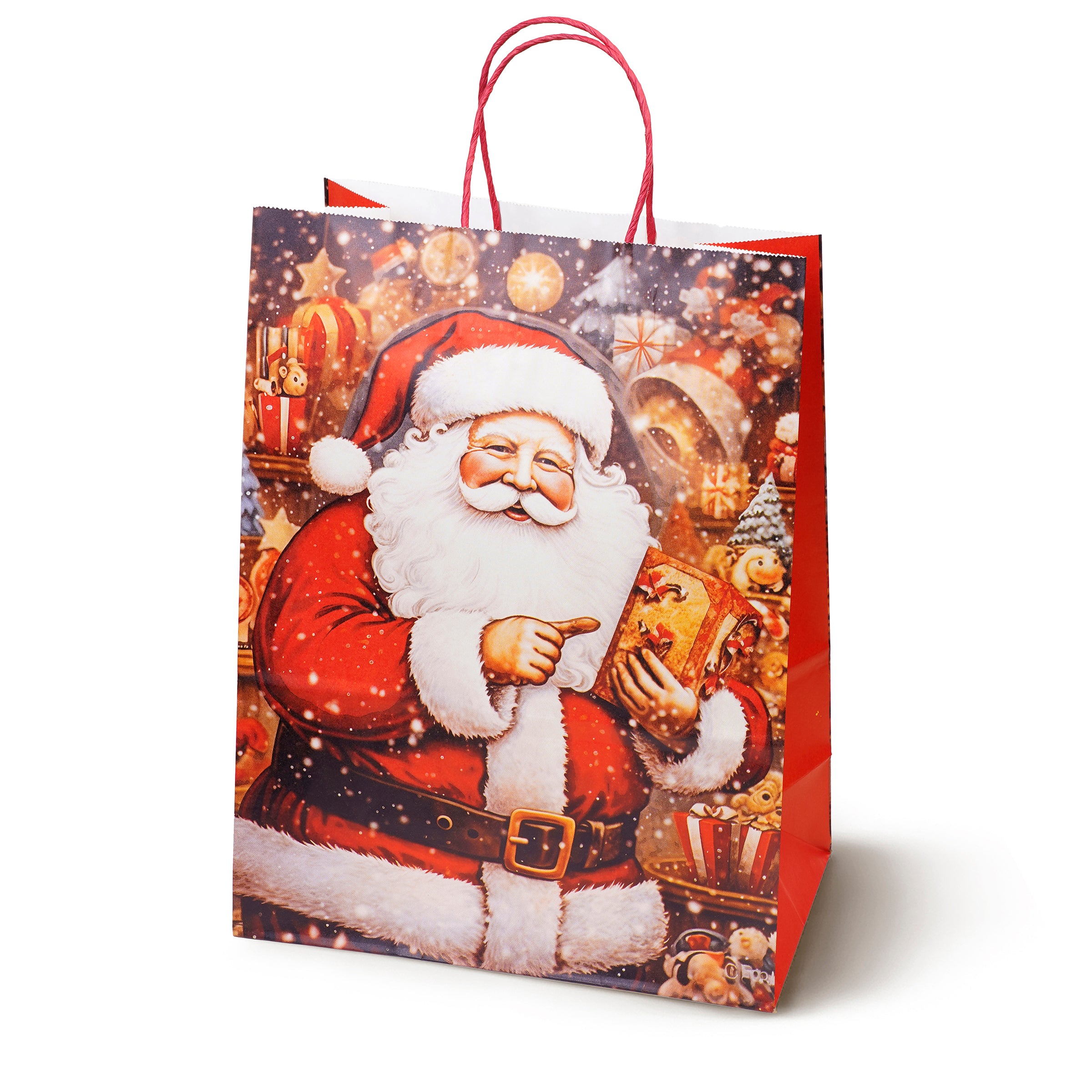 Torba Papierowa z uchwytem skręcanym 210x80x150mm Mikołaj 4szt.