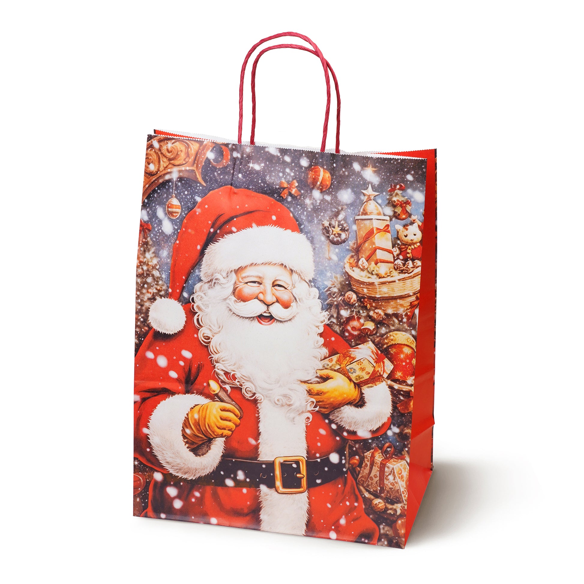 Torba Papierowa z uchwytem skręcanym 210x80x150mm Mikołaj 4szt.