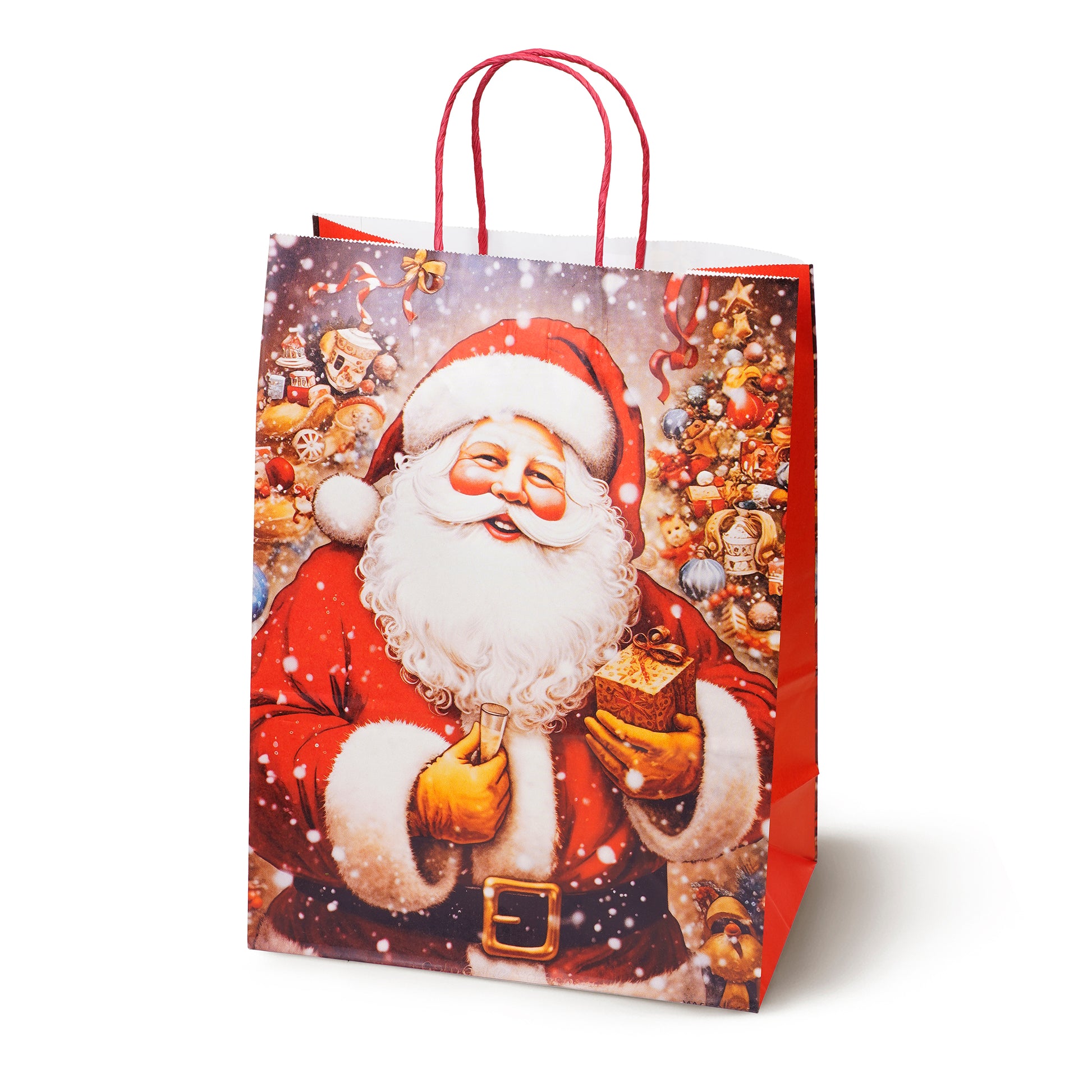 Torba Papierowa z uchwytem skręcanym 210x80x150mm Mikołaj 4szt.