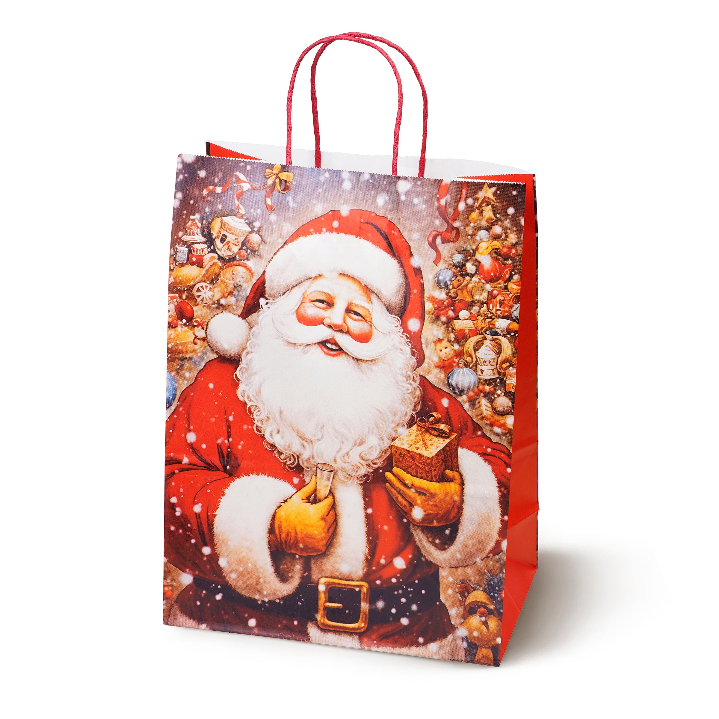 Torba Papierowa z uchwytem skręcanym 210x80x150mm Mikołaj 4szt.