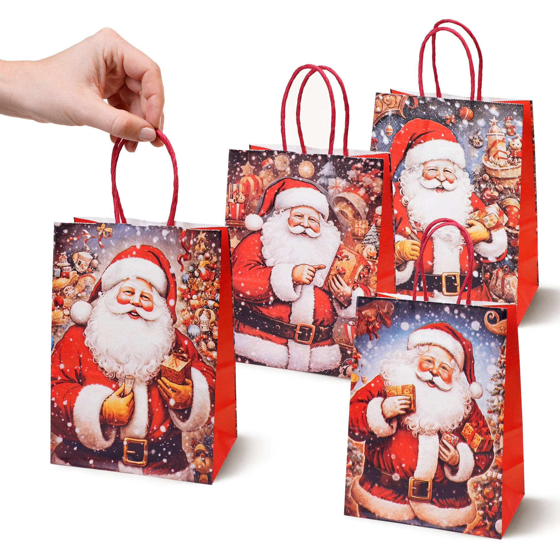 Torba Papierowa z uchwytem skręcanym 270x110x210mm brązowa Mikołaj 4szt.