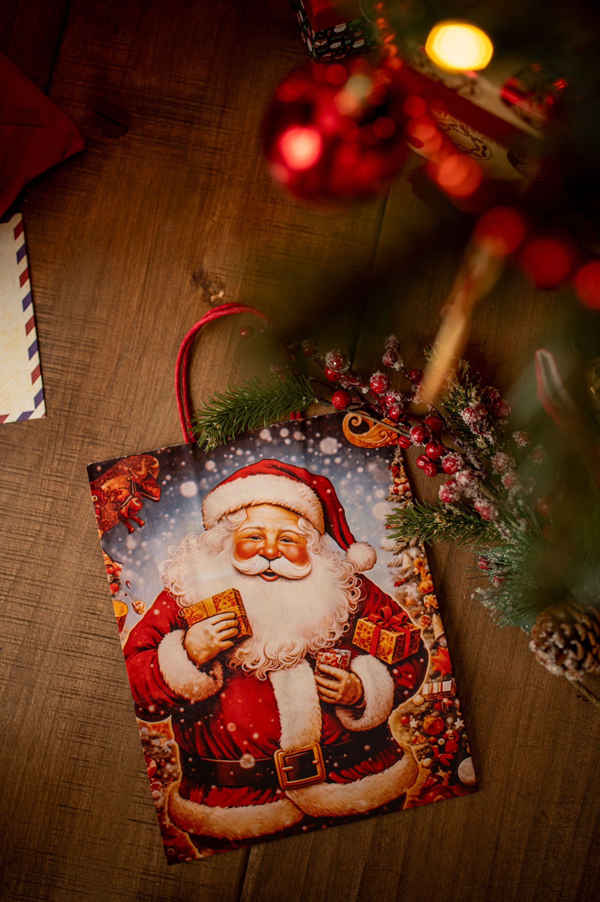 Torba Papierowa z uchwytem skręcanym 270x110x210mm brązowa Mikołaj 4szt.