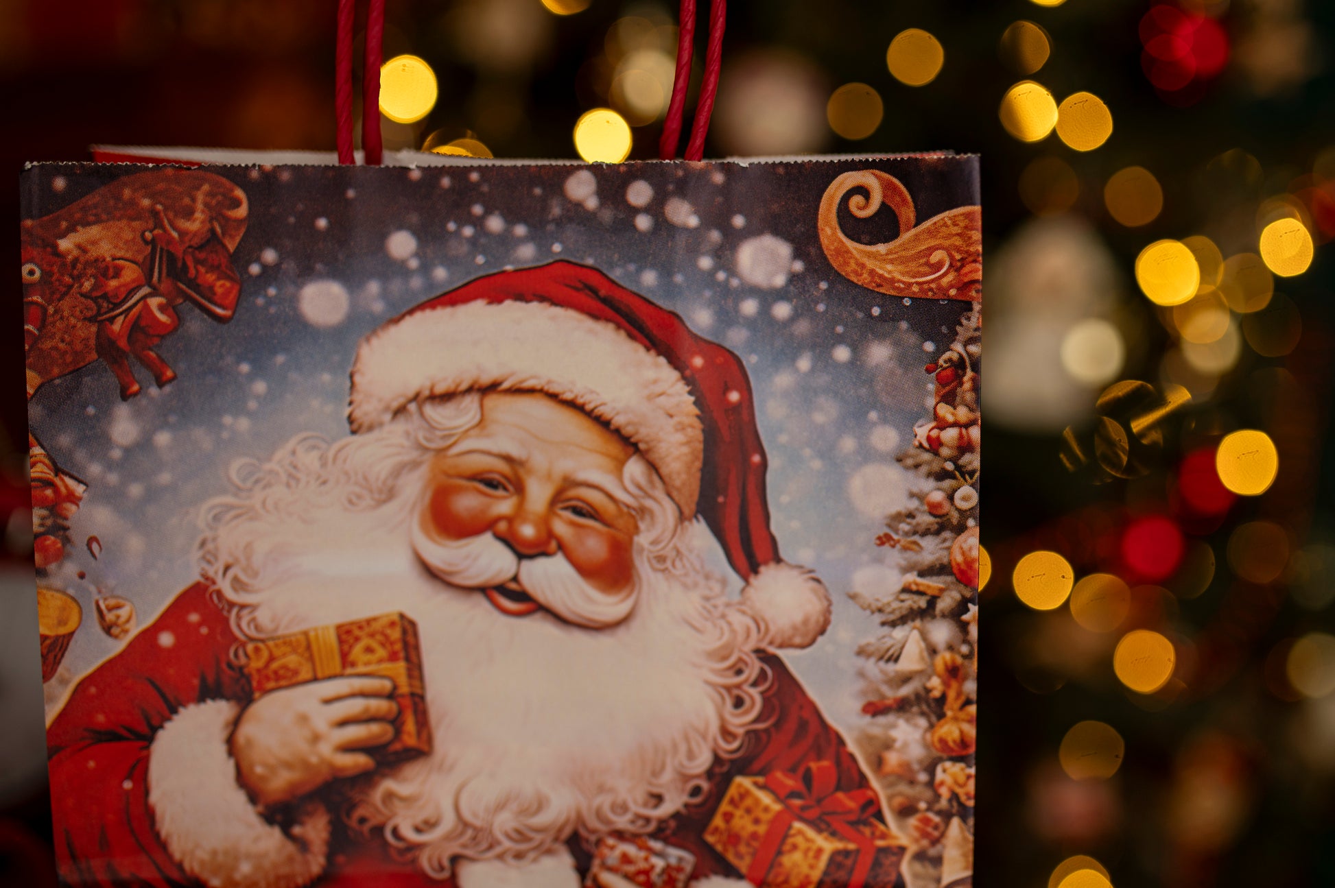 Torba Papierowa z uchwytem skręcanym 270x110x210mm brązowa Mikołaj 4szt.