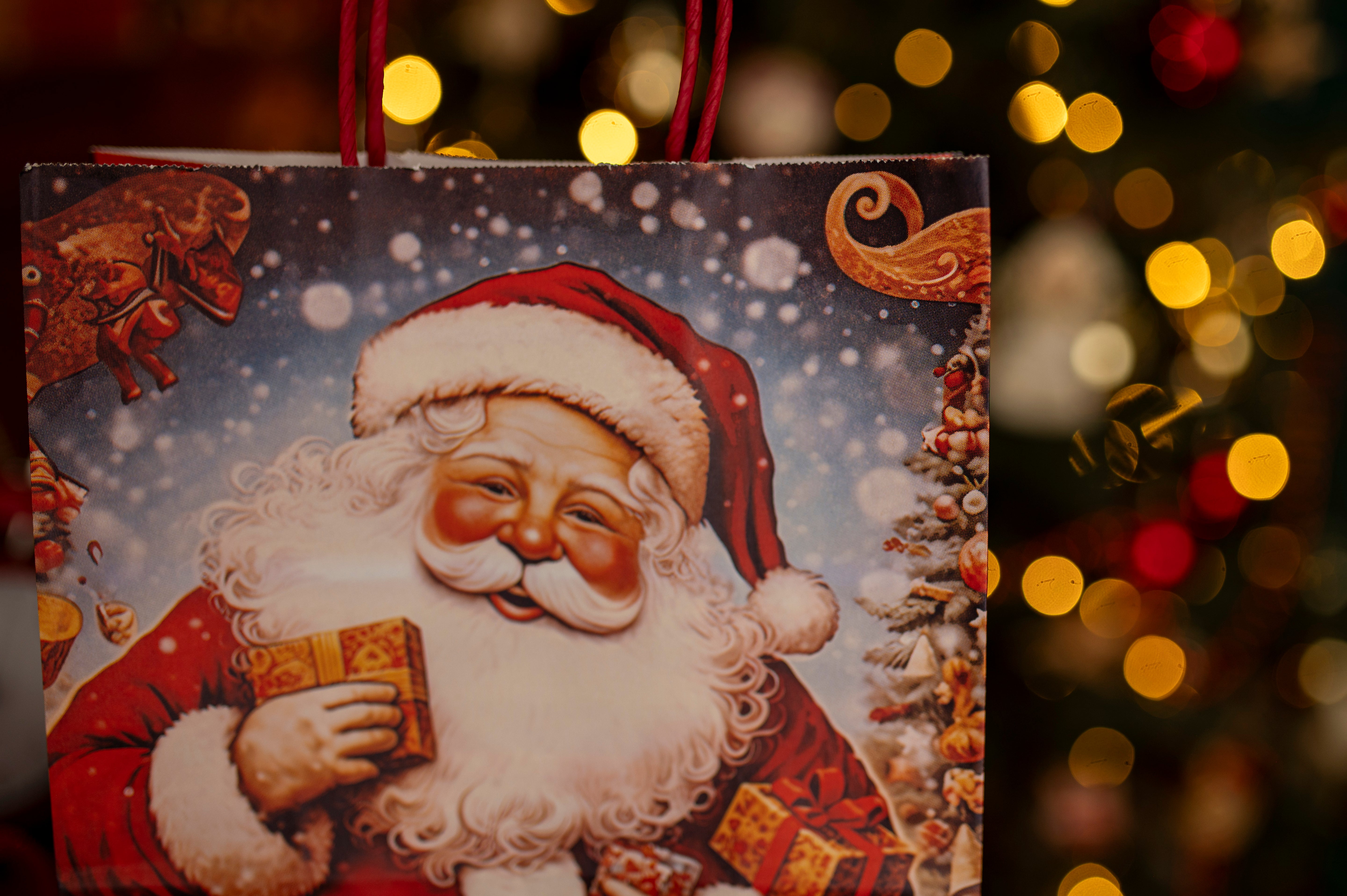 Torba Papierowa z uchwytem skręcanym 270x110x210mm brązowa Mikołaj 4szt.