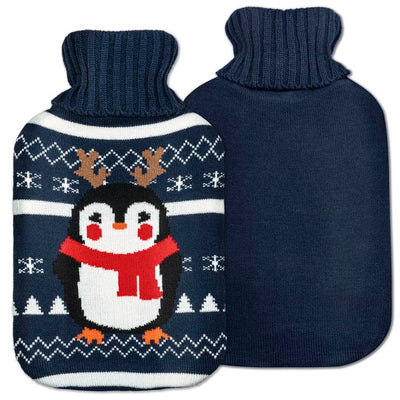 Termofor świąteczny granatowy PINGWIN w szaliku 20x32 cm