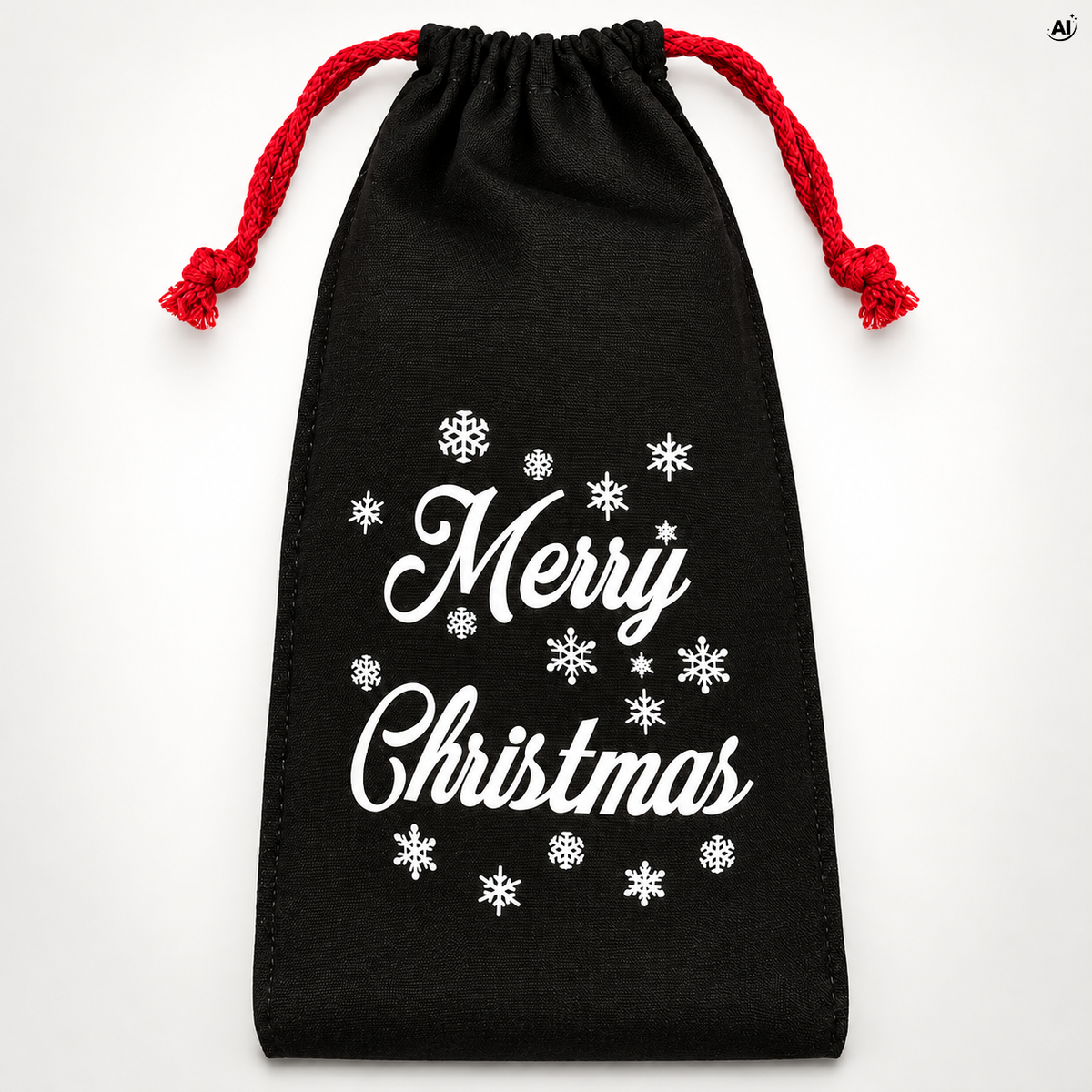 Świąteczny worek bawełniany 150x300 mm Czarny Merry Christmas