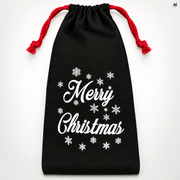 Świąteczny worek bawełniany 150x300 mm Czarny Merry Christmas
