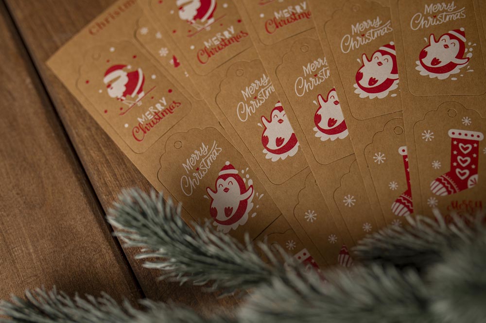 Winietki na Prezenty Brązowo-Czerwone 50szt