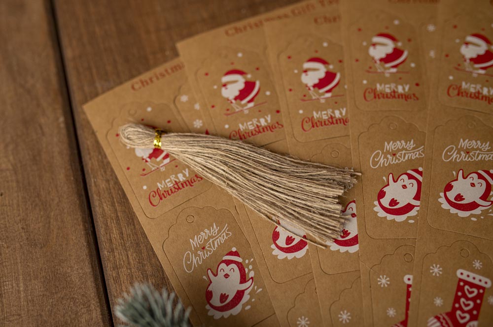 Winietki na Prezenty Brązowo-Czerwone 50szt