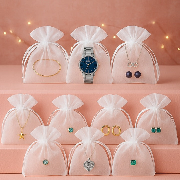 Worki Organza 100x150mm Biały 10szt