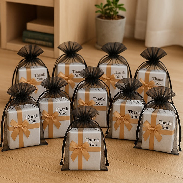 Worki Organza 100x150mm Czarny 10szt