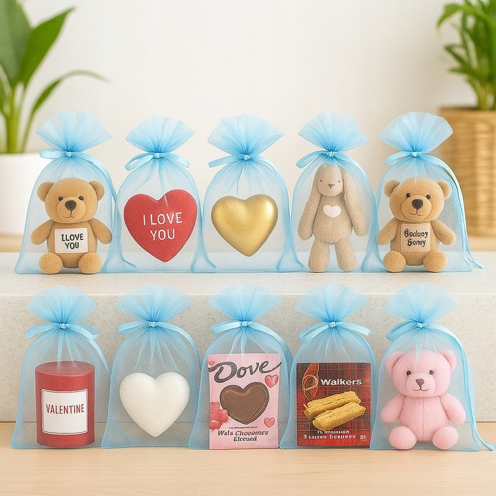 Worki Organza 100x150mm Niebieski 10szt