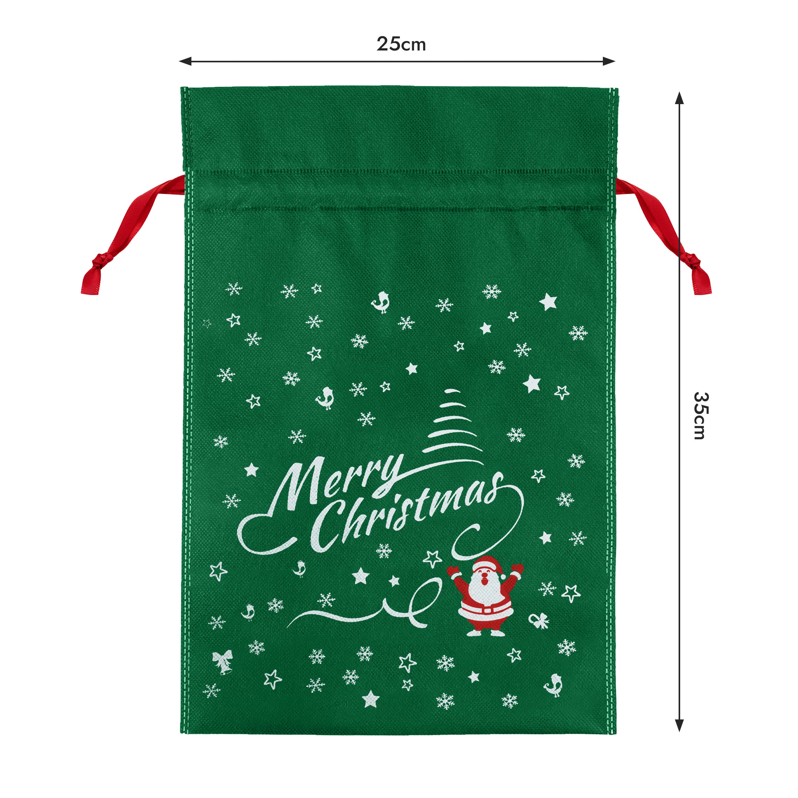 Zestaw Świątecznych Worków Wigofilowych 250x350mm Zielone 10szt.