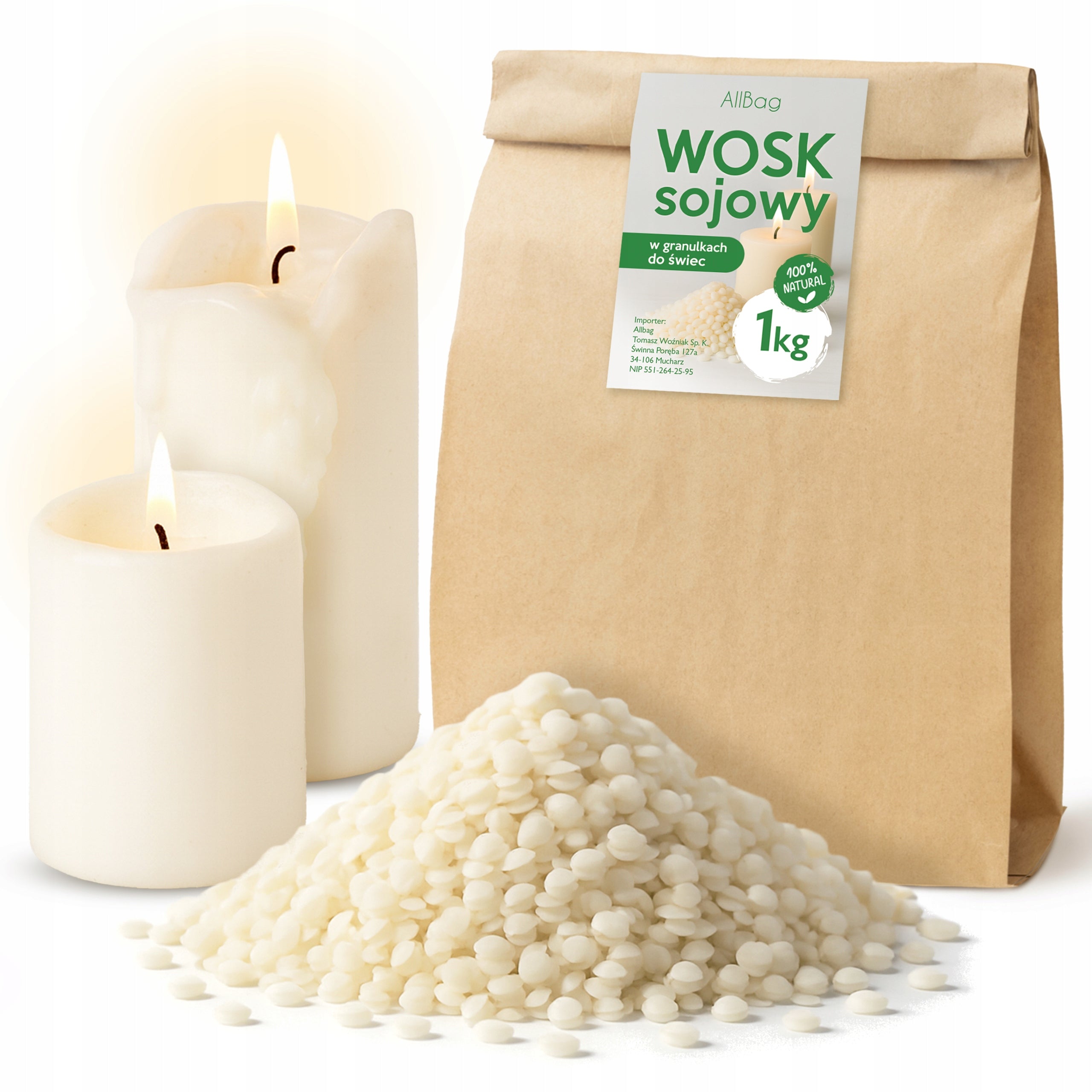 Wosk Sojowy Naturalny z domieszką wosku pszczelego