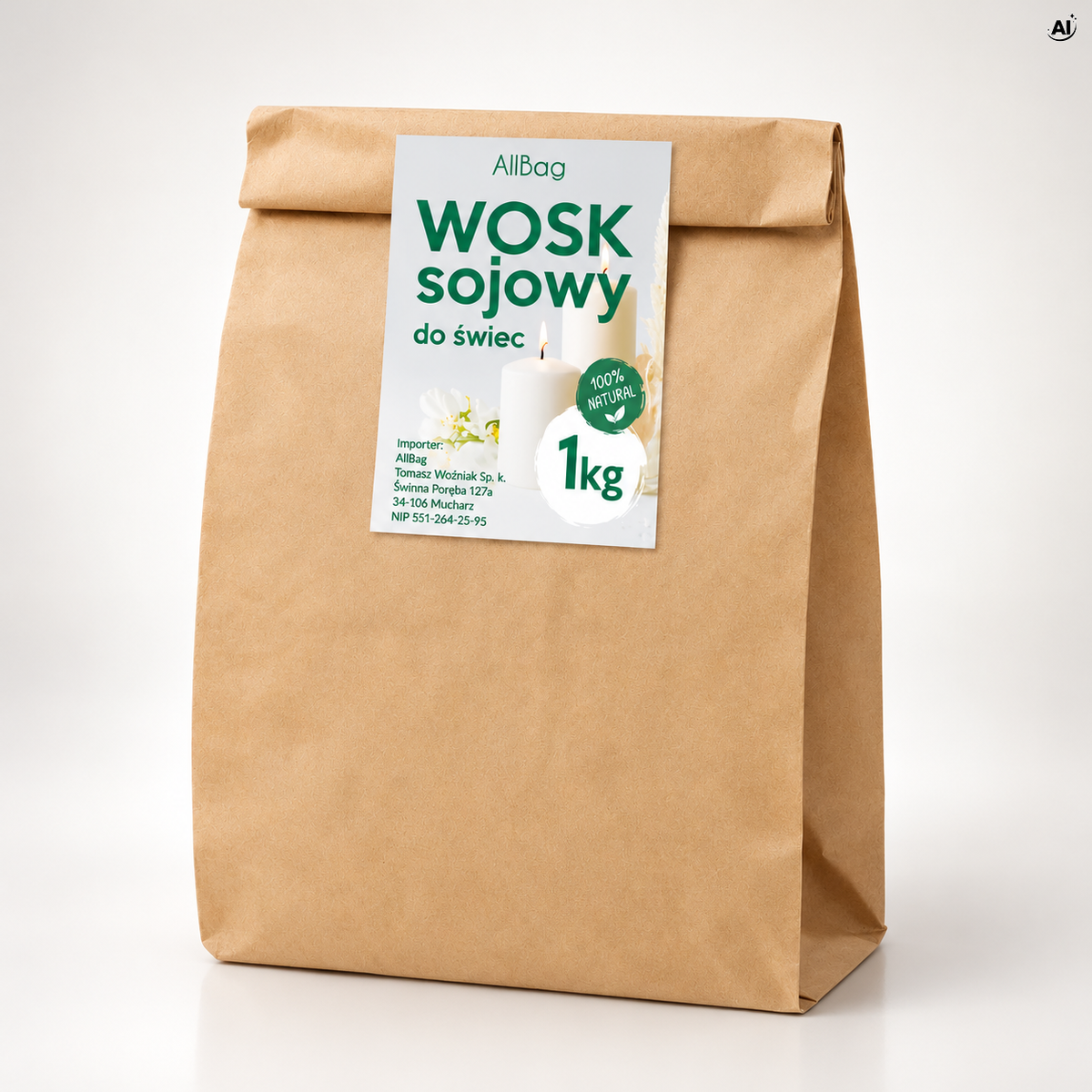 Wosk sojowy naturalny do świec 1kg