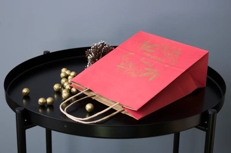 Torba papierowa świąteczna 180x80x220mm Czerwona MERRY CHRISTMAS