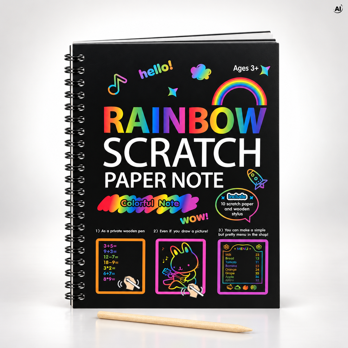 Zdrapka Tęczowa dla Dzieci Notes 10 Arkuszy