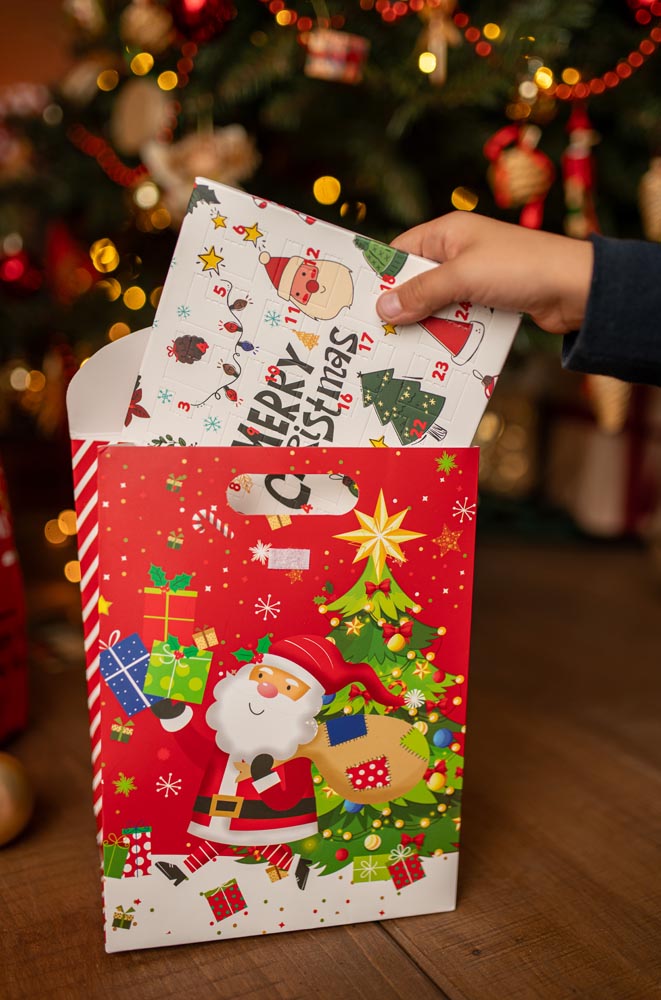 Papierowe torby świąteczne z motywem Mikołaja 3szt