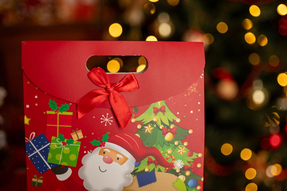 Papierowe torby świąteczne z motywem Mikołaja 3szt