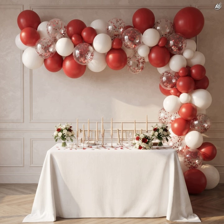 Balony Czerwono-Białe 114 szt. z Konfetti