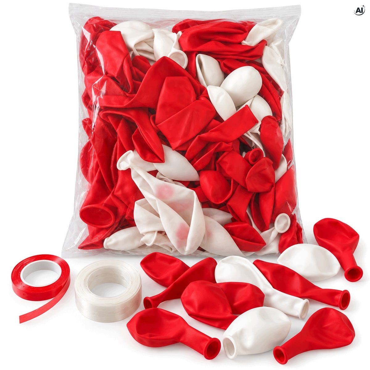 Balony Czerwono-Białe 114 szt. z Konfetti