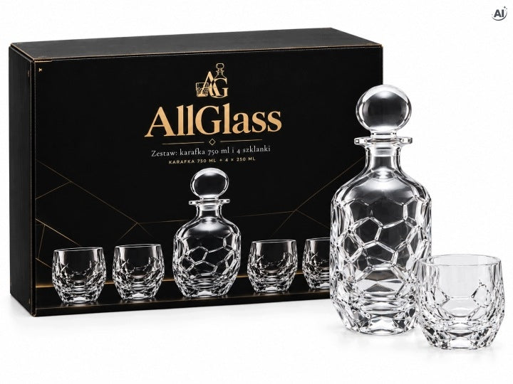 Zestaw do Whisky Karafka 750 ml + 4 Szklanki 250 ml
