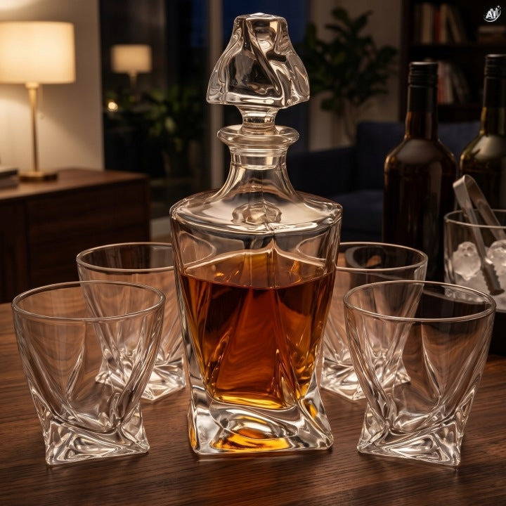 Zestaw do Whisky Karafka 800 ml + 4 Szklanki 300 ml