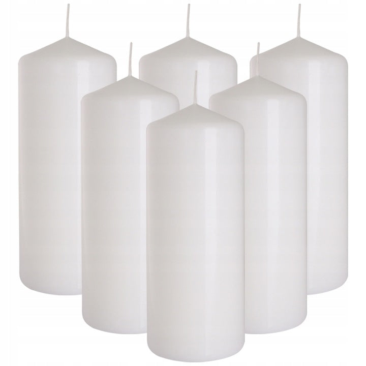 Świece Stołowe walec 15,5cm Białe zestaw 6szt