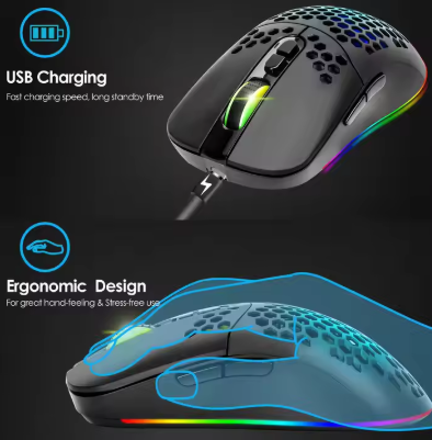 Myszka Bezprzewodowa Gamingowa Podświetlana RGB