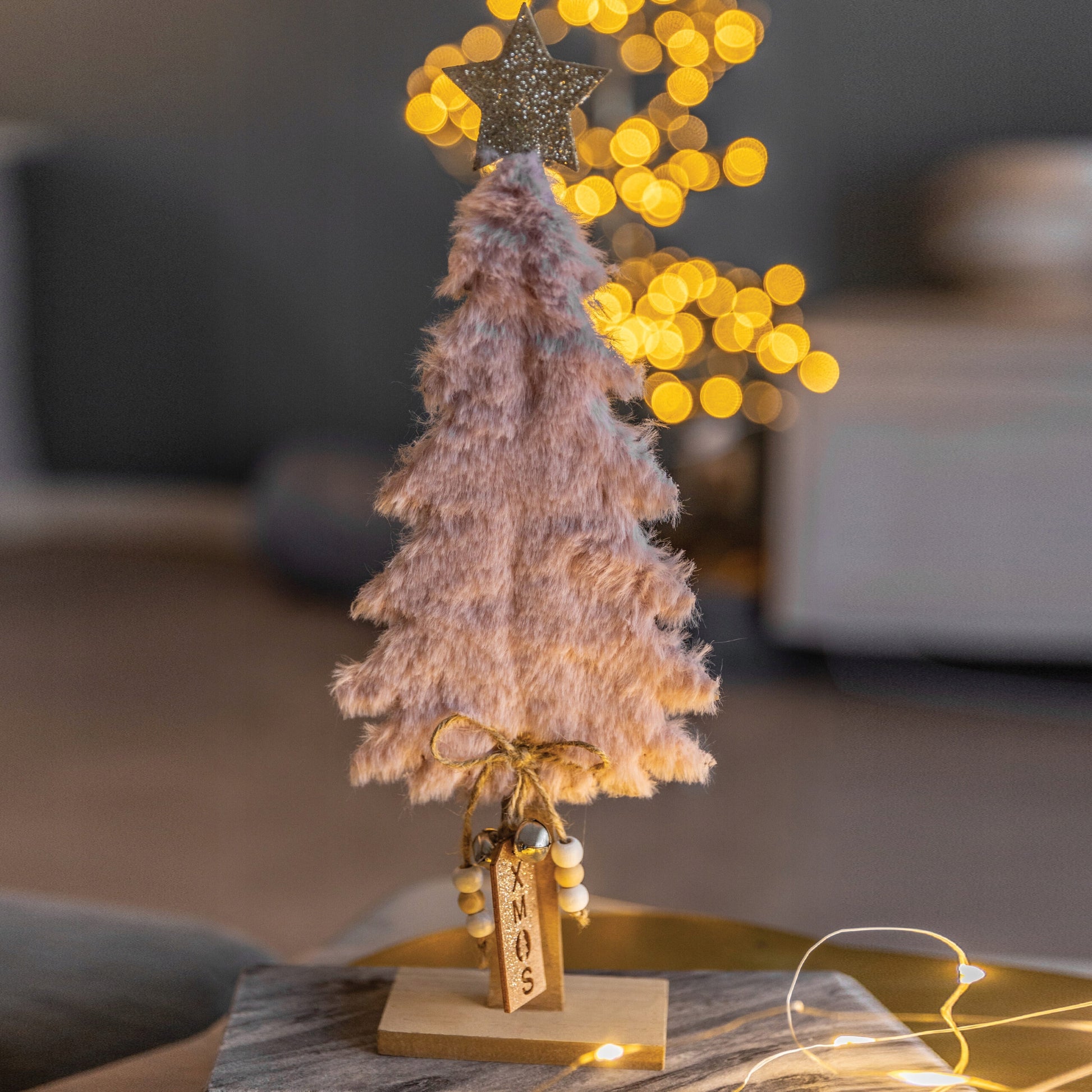 Choinka świąteczna drewniana 36cm stojąca figurka ozdobna
