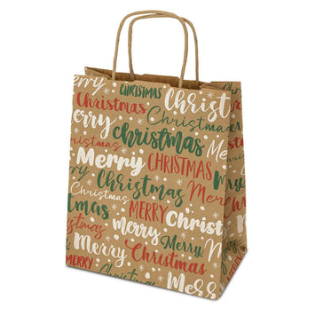 Torba papierowa świąteczna 180x80x220mm Merry Christmas