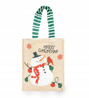 Torba Jutowa 15x4x19cm Beżowa z Bałwanem MERRY CHRISTMAS
