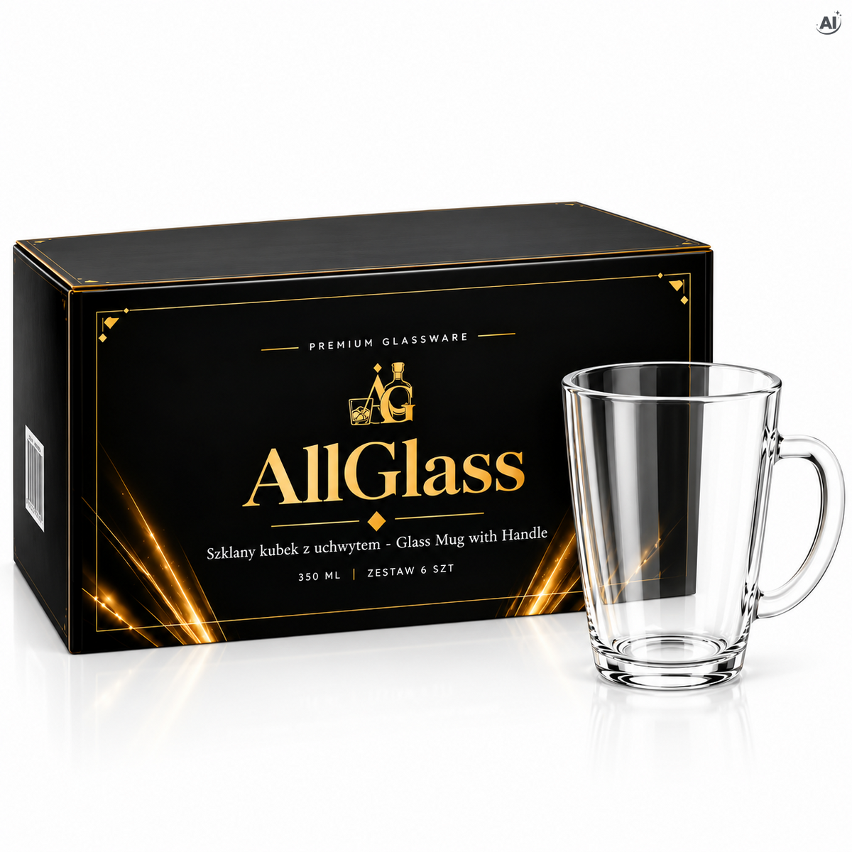 Szklanki z Uchem 350 ml 6 szt.