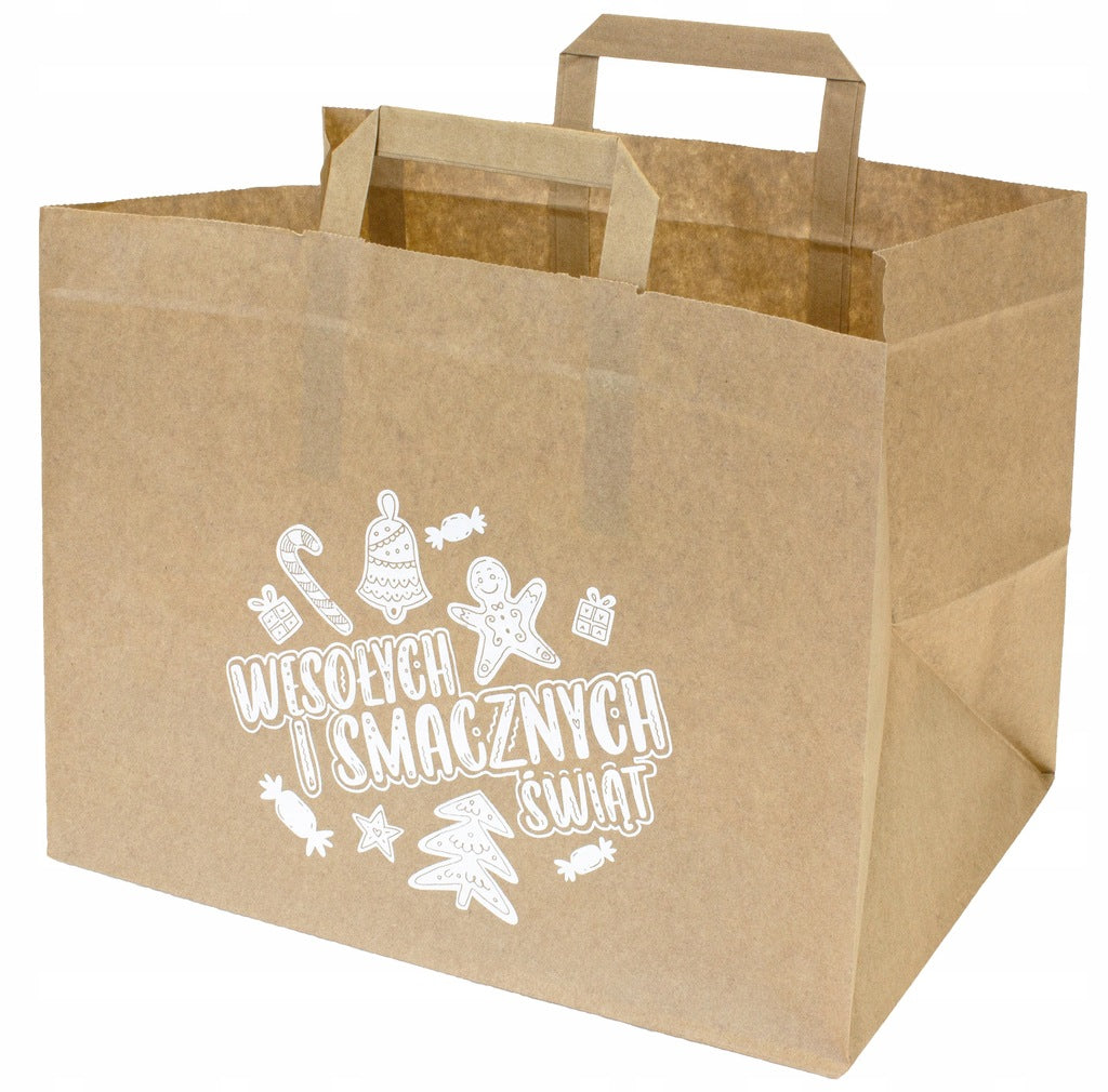 Torba Papierowa z uchwytem płaskim 320x220x245 Brązowa 5szt