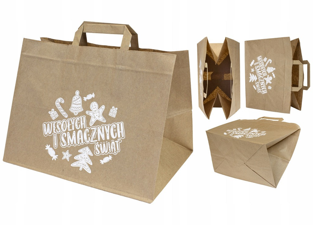 Torba Papierowa z uchwytem płaskim 320x220x245 Brązowa 5szt