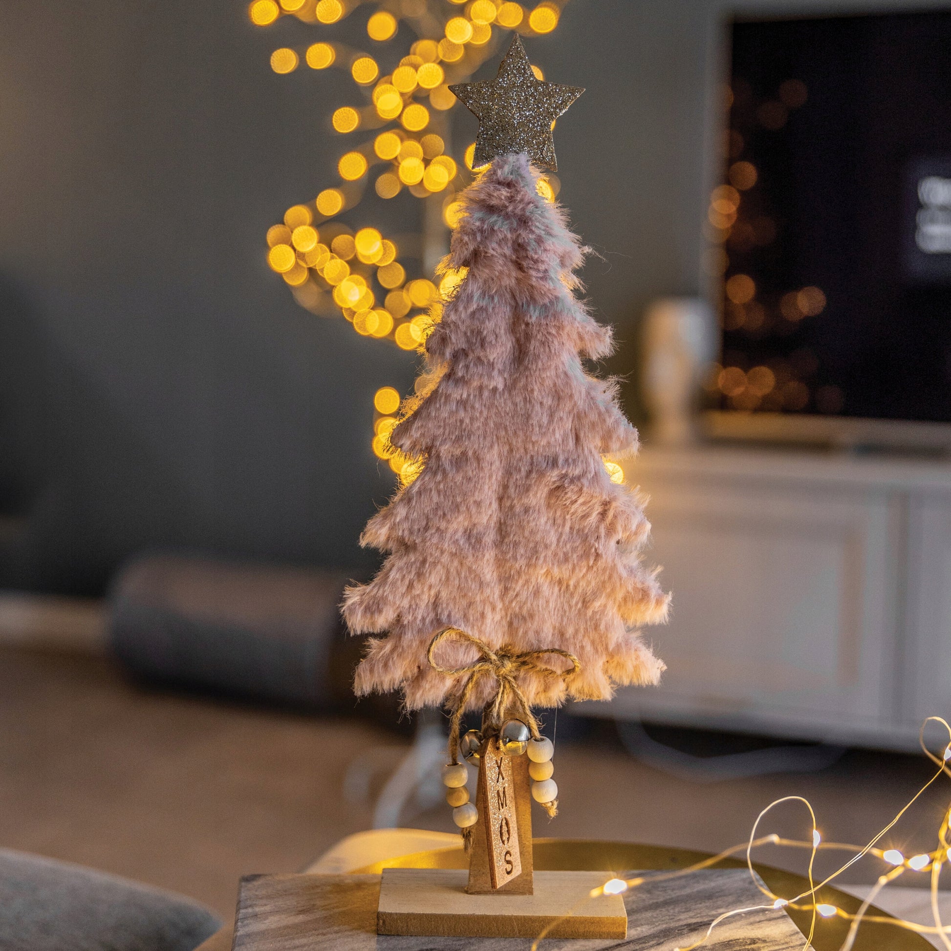 Choinka świąteczna drewniana 36cm stojąca figurka ozdobna