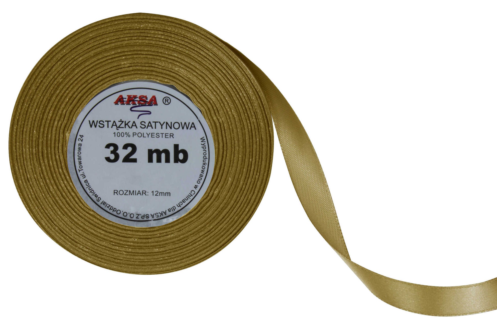 Tasiemka satynowa ZŁOTA 12mm