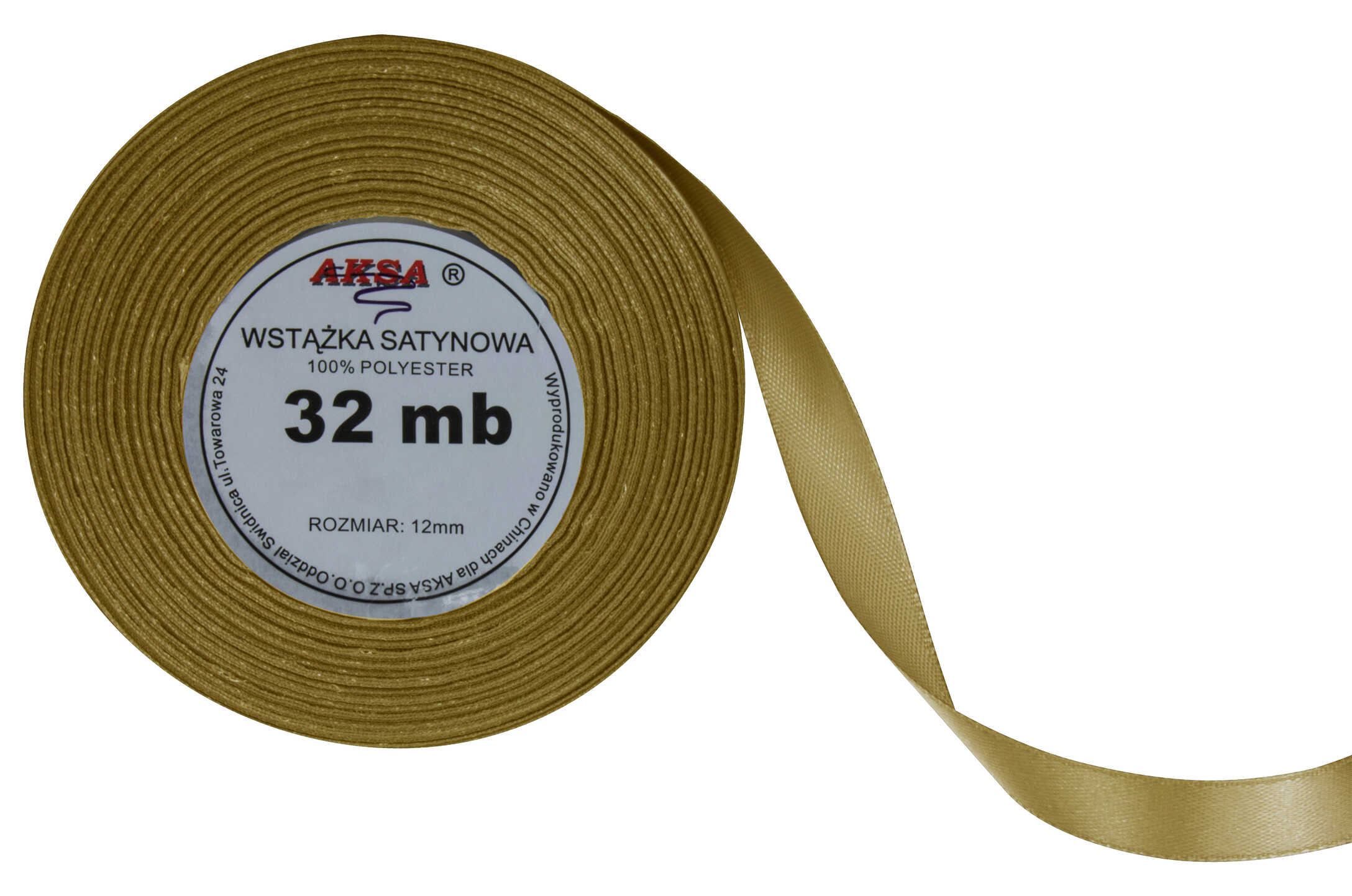 Tasiemka satynowa ZŁOTA 12mm