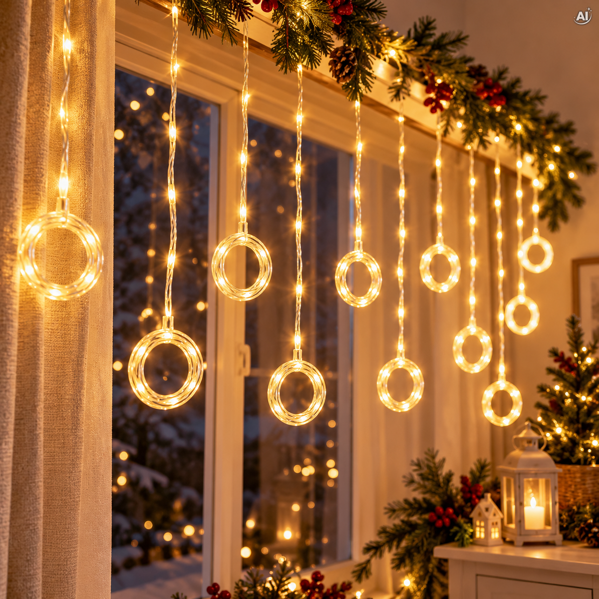 Kurtyna świetlna LED 3x3 m, USB, pilot, 8 trybów świecenia