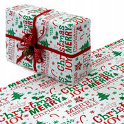 Papier pakowy świąteczny biały 70cm×5m wzór „Merry Christmas”