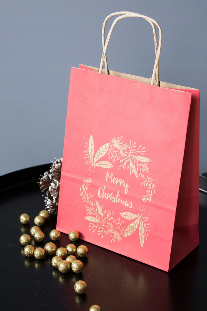 Torba papierowa świąteczna 180x80x220mm Czerwona MERRY CHRISTMAS